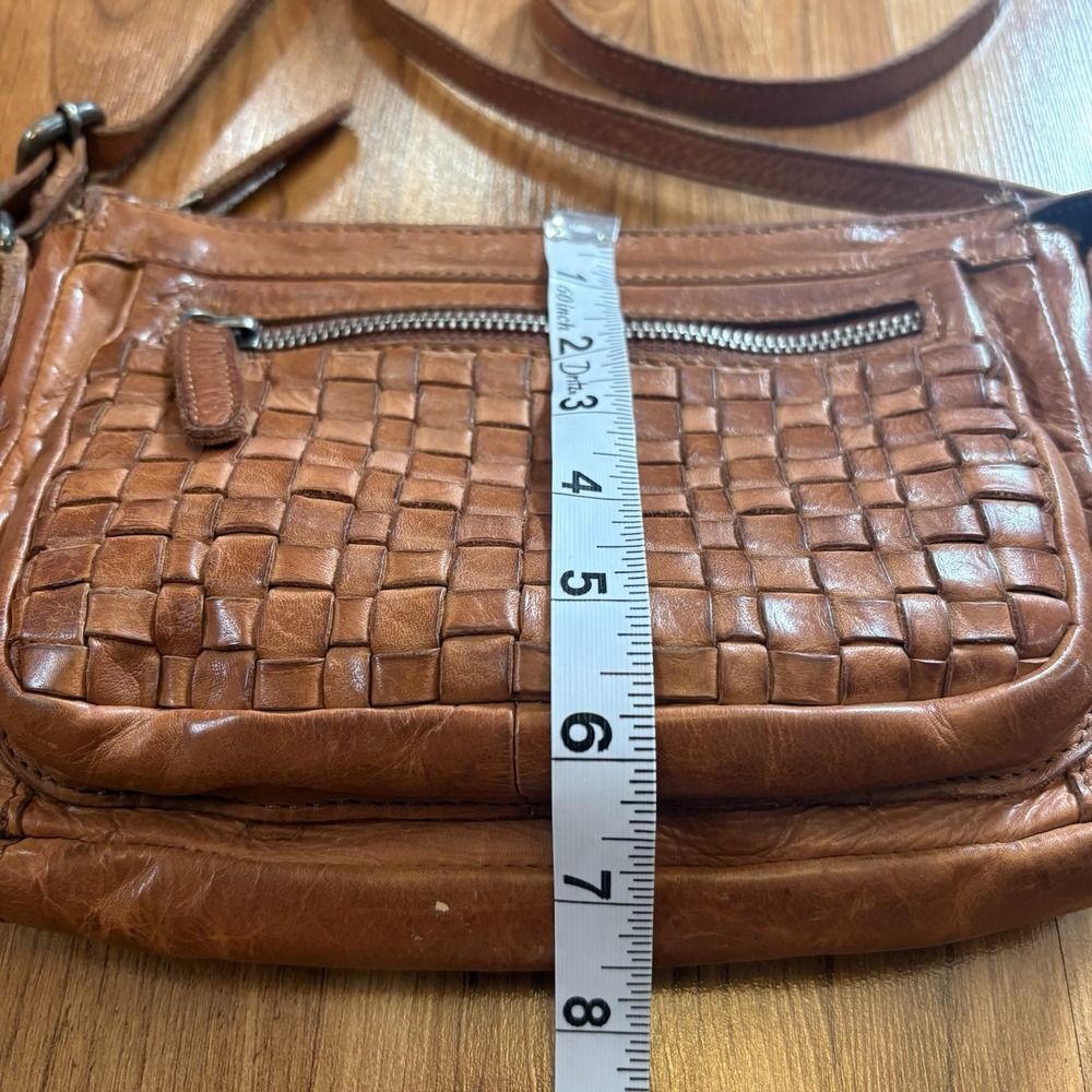 Vilenca Holland Woven Brown Genuine Leather Crossbody Purse Small Bag - Picture 4 of 7